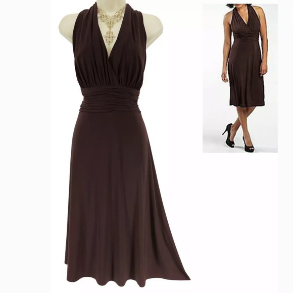 Evan Picone Dresses & Skirts - 14 Large XL▪️SEXY CHOCOLATE RUCHED WAIST DRESS
